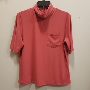 Jones New York NWT Cabernet Short Sleeve, Zip Back Cowl Top, L